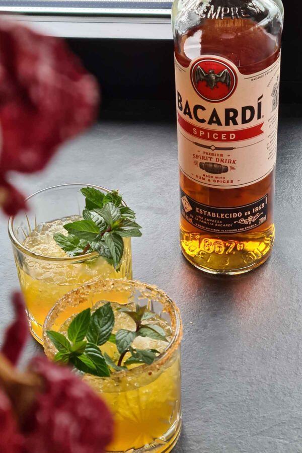 Bartender preparing a rum cocktail